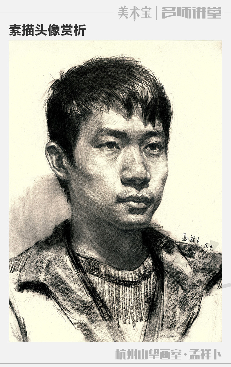 4分之三素描头像 是小编最爱画的角度 此角度 是人头五官相对更立体的