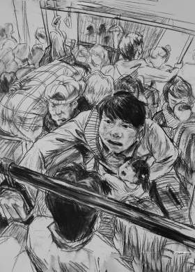 公交车一角美术作品图片,公交车一角美术图片